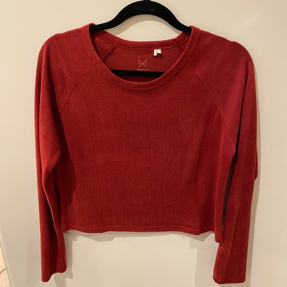 Red Cropped Long Sleeve Top from PacSun!